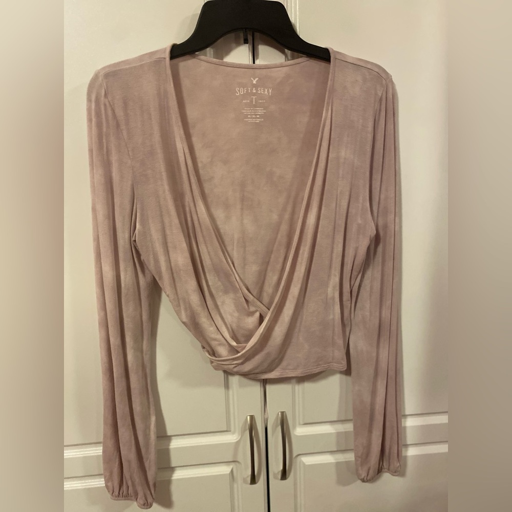 AERIE Blush Pink Crop Top Tie back